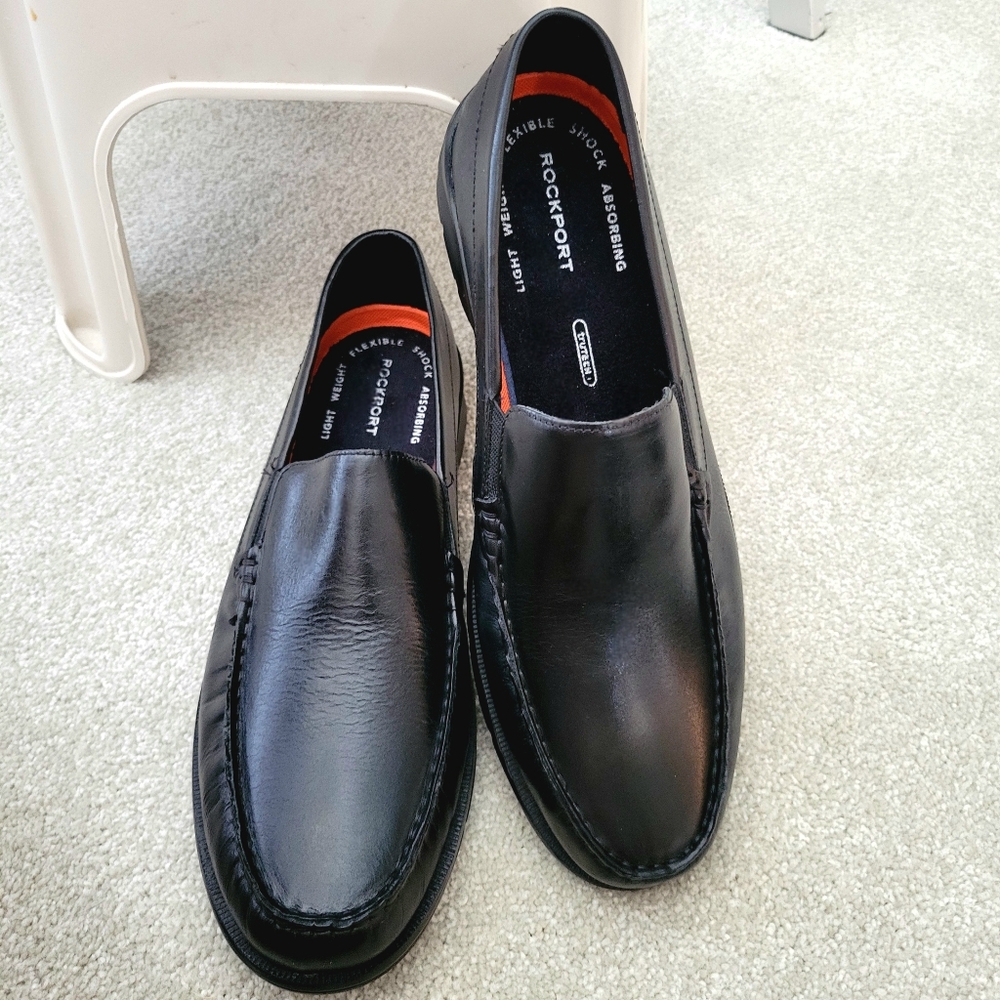 Rockport Loafers Size 11.5 M Rockport Palmer Black Leather Slip-On Dress Shoes - Picture 15 of 16